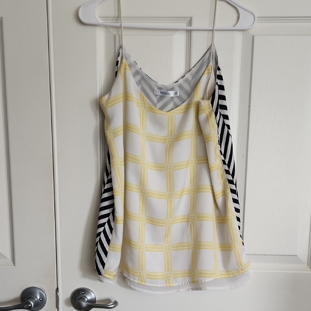 Ricki's Yellow Checkered Camisole with Striped Sides